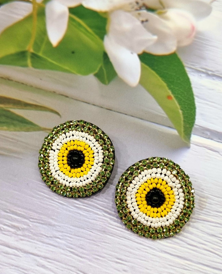 MINI GREEN EVIL EYE EARRINGS