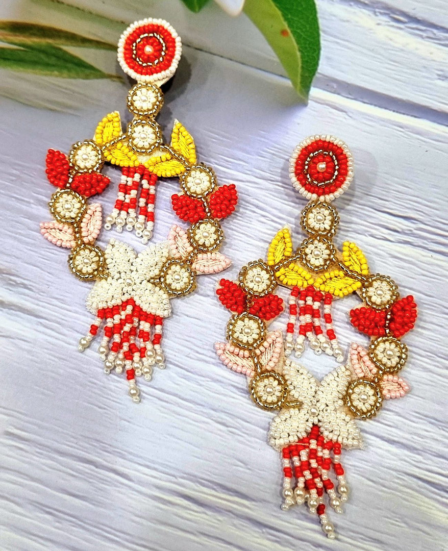 RED BEADED EARRINGS