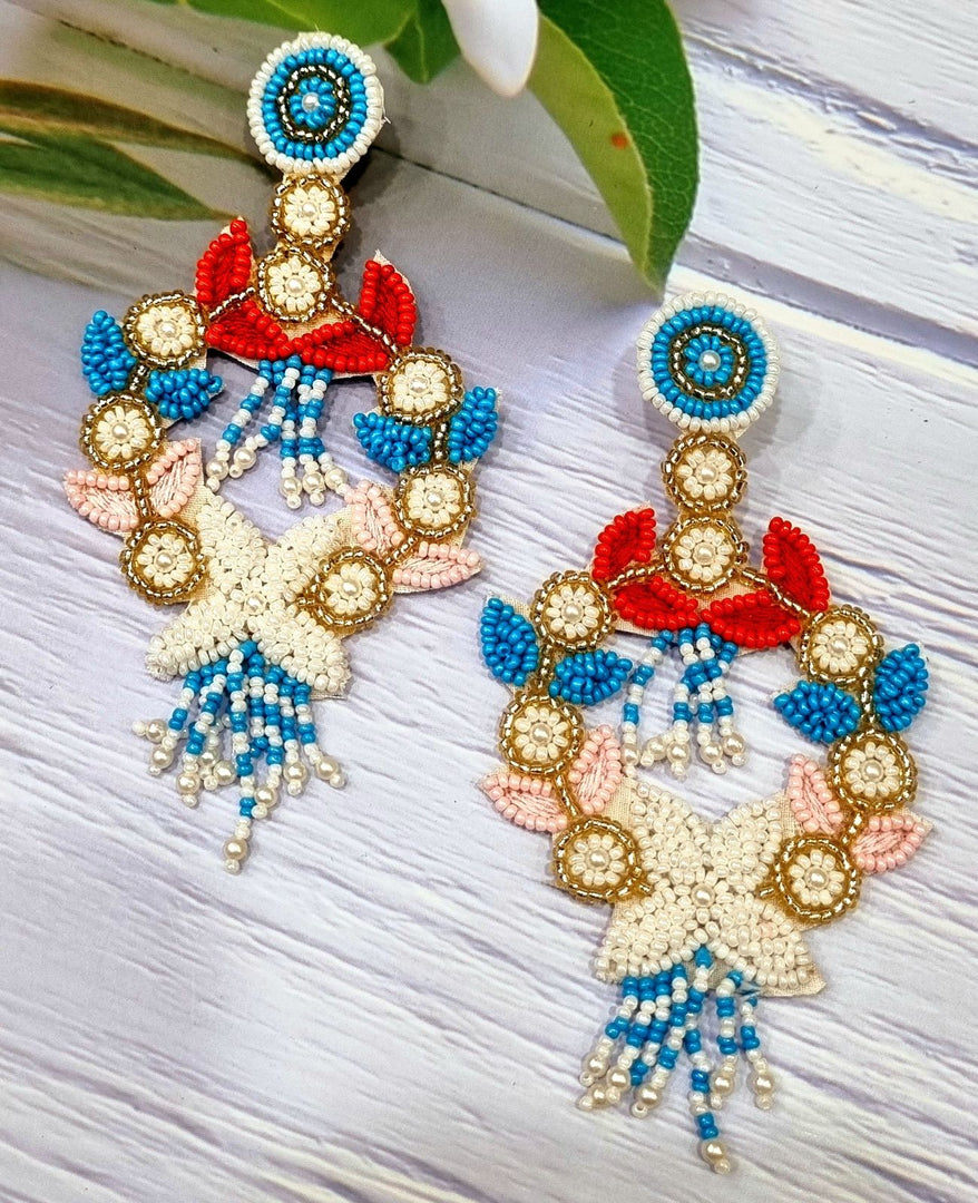 BLUE BEADED EARRINGS