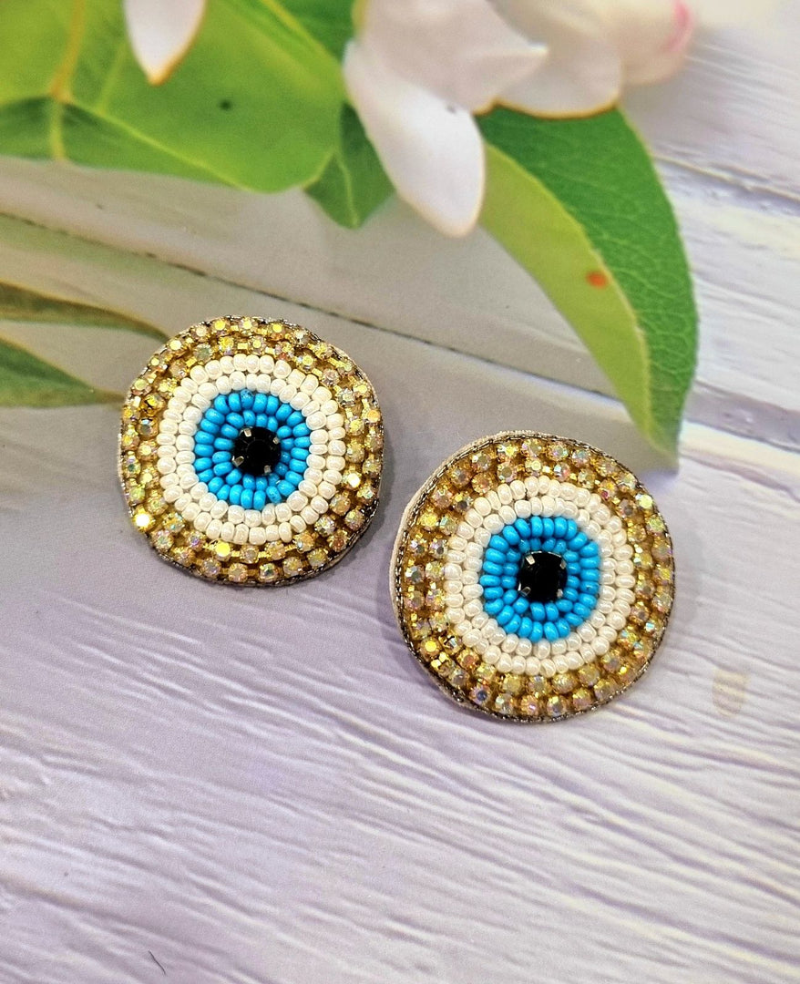 BLUE EVIL EYE BEADED EARRINGS