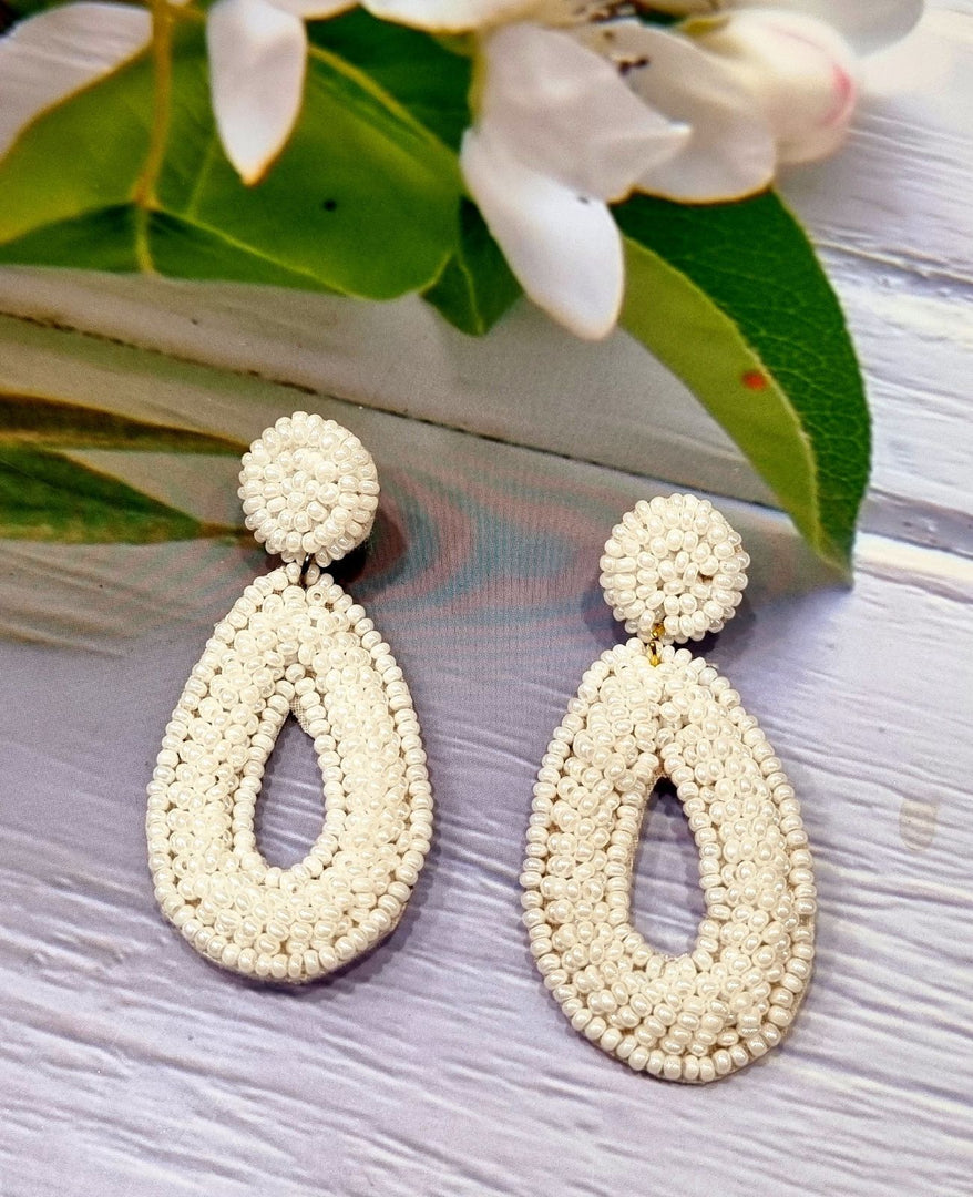 PEAR SHAPED BEADED EARRINGS