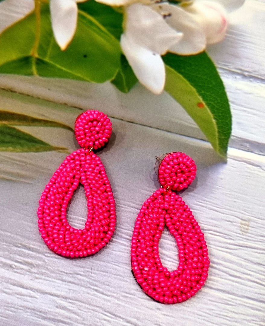 PEAR SHAPED BEADED EARRINGS