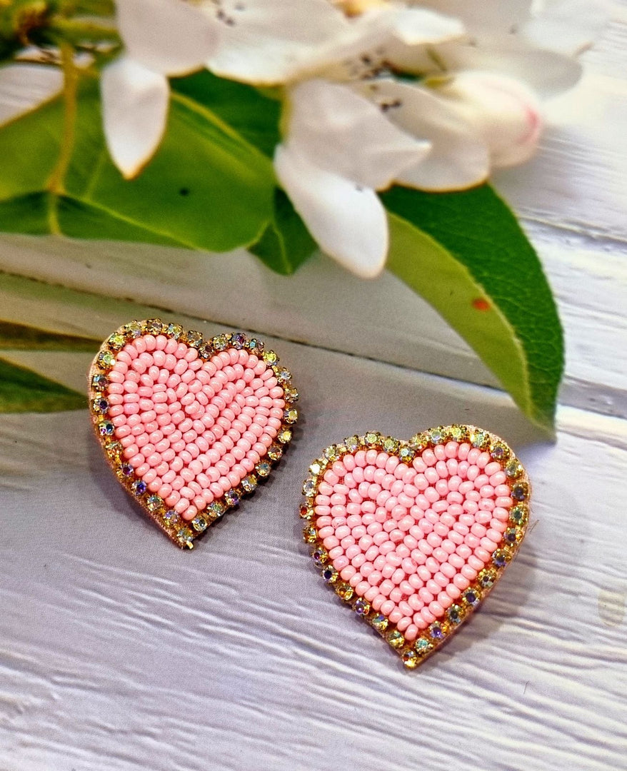 MINI PINK BEADED EARRINGS