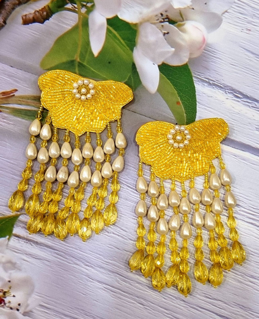 LEMON CRYSTAL DANGLERS EARRINGS QR068