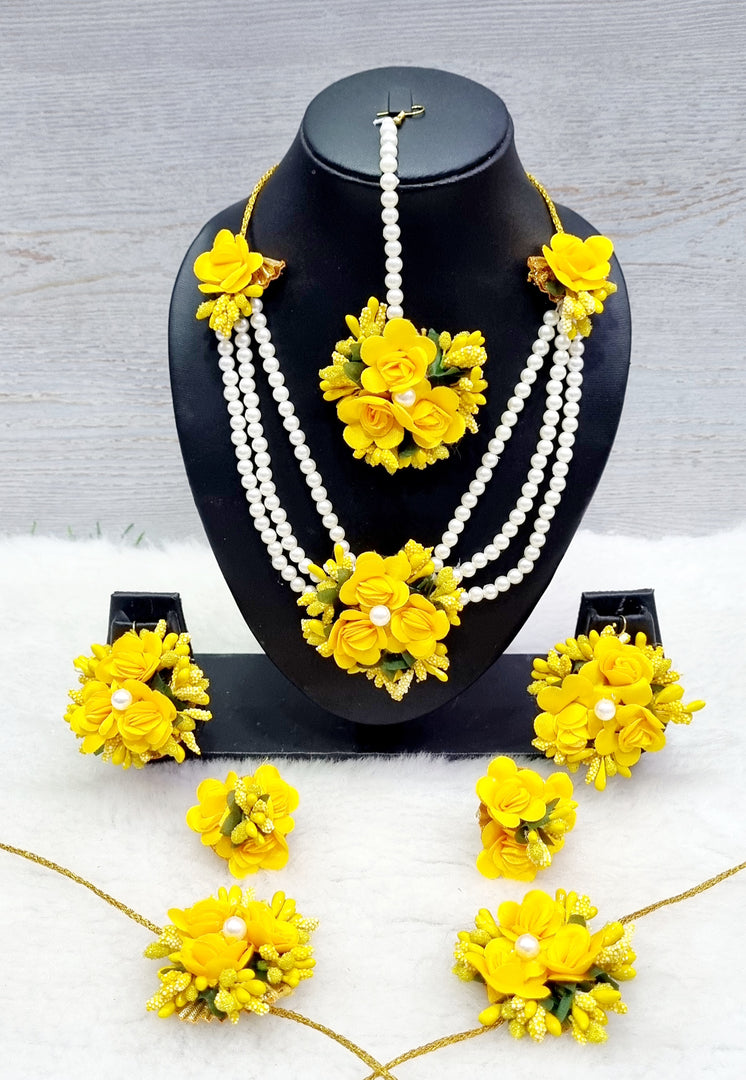 YELLOW Floral Jewellery Necklace Set for Haldi-Mehndi SKU222