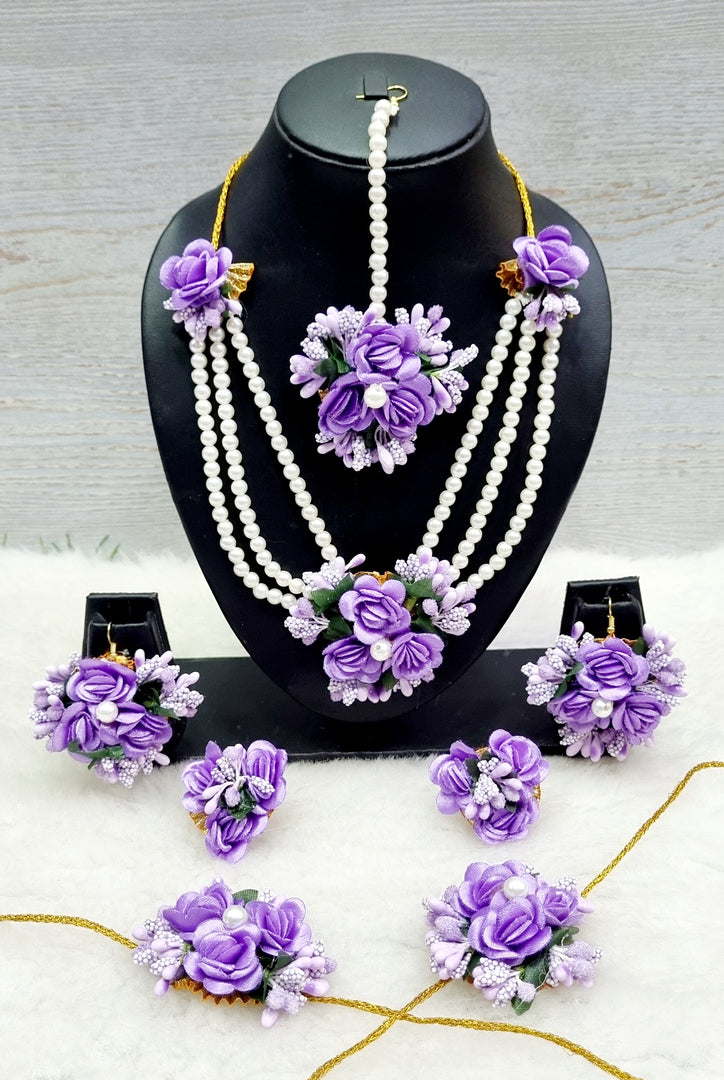 LAVENDER Floral Jewellery Necklace Set for Haldi-Mehndi SKU226