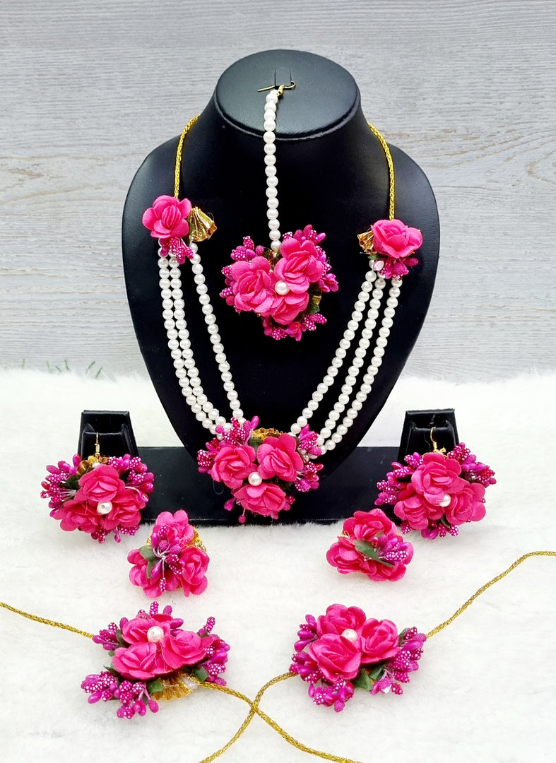 RAANI Floral Jewellery Necklace Set for Haldi-Mehndi SKU228