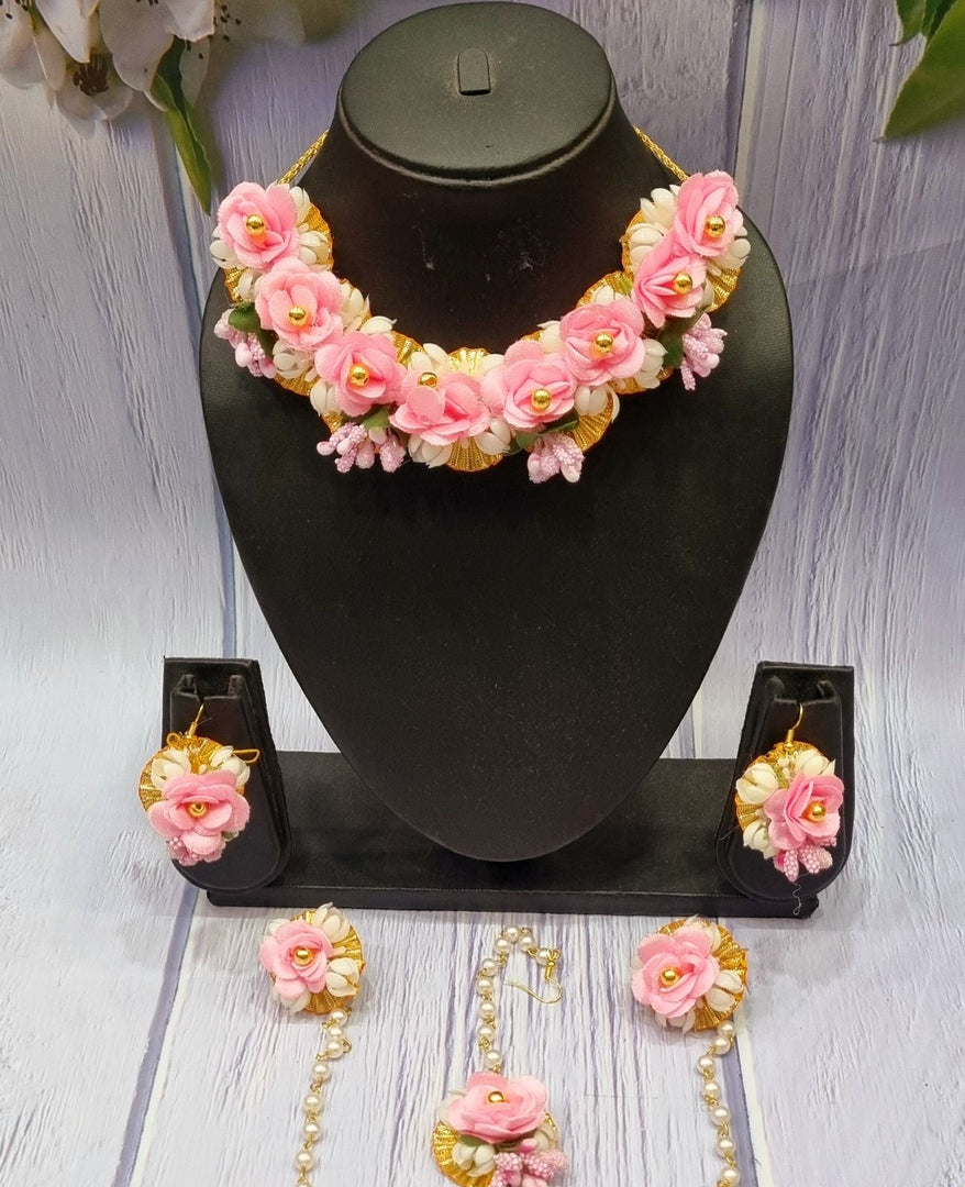 PINK Floral Jewellery Necklace Set for Girls and Women