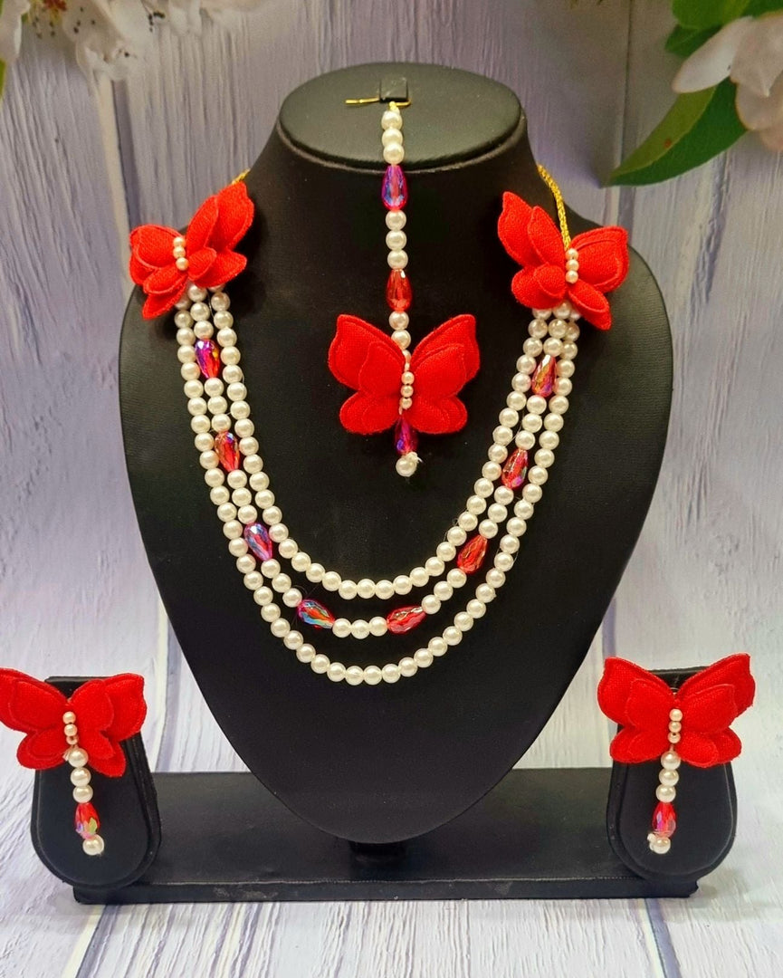 RED CRYSTAL Jewellery Necklace Set for Girls