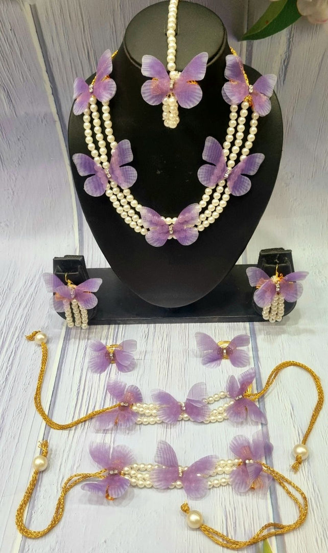 LAVENDER BUTTERFLY Jewellery Necklace Set for Girls sku367