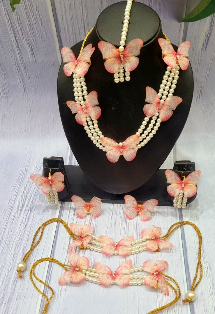 PEACH BUTTERFLY Jewellery Necklace Set for Girls