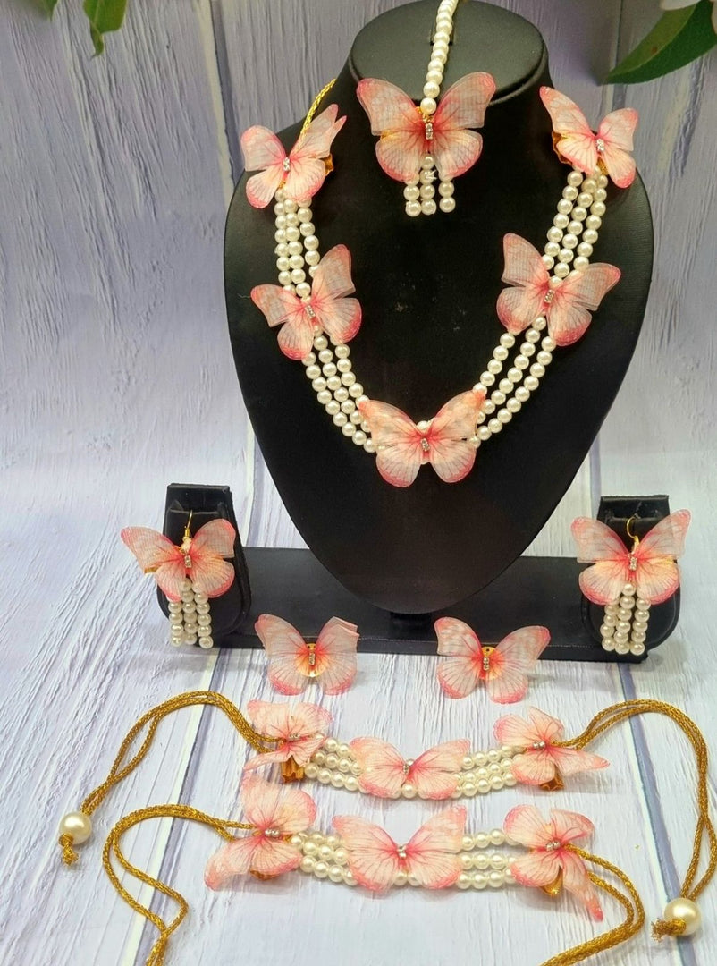 PEACH BUTTERFLY Jewellery Necklace Set for Girls