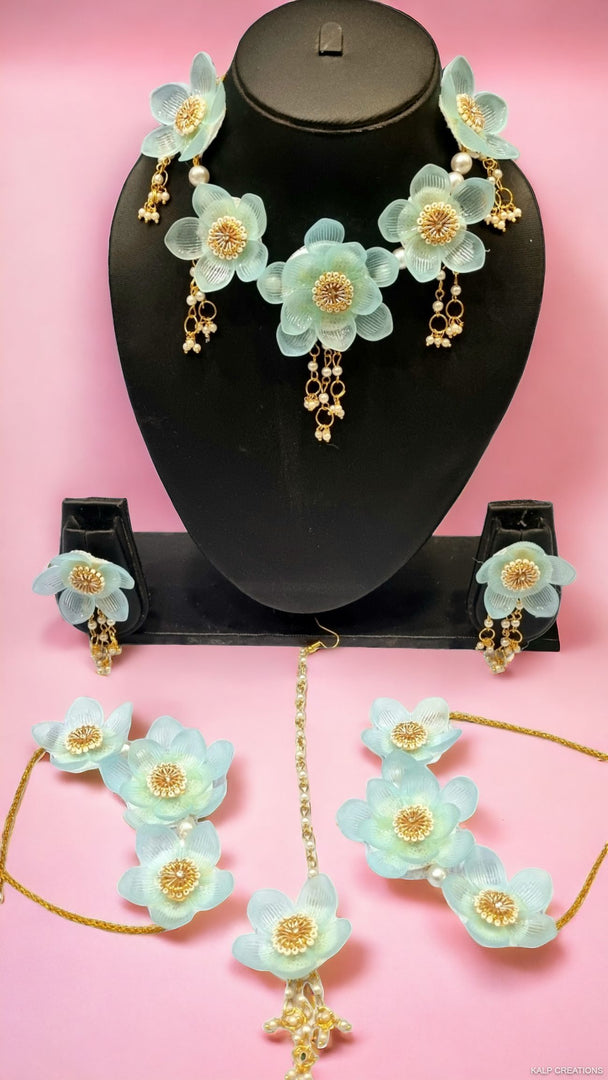 POWDER BLUE Jewellery Set for Haldi-Mehndi