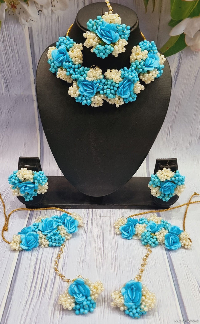 OCEAN BLUE MOTIF JEWELLERY Set for Haldi-Mehndi  SKU416