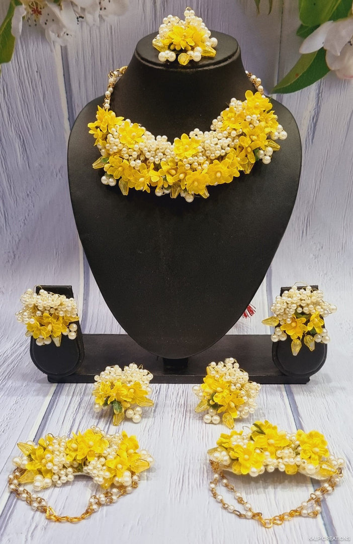 LEMON YELLOW BUTTERFLY JEWELLERY Set for Haldi-Mehndi SKU422