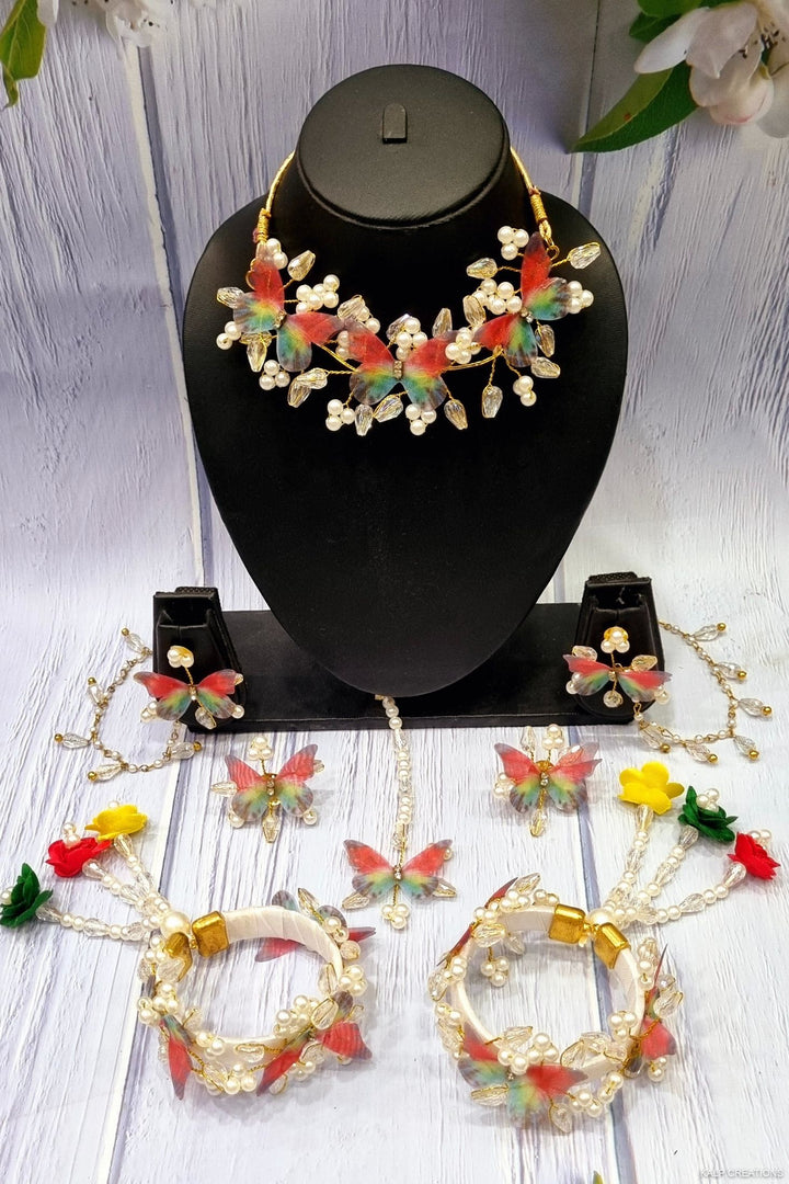 MULTICOLOR BUTTERFLY CRYSTAL HANDMADE Jewellery Sets for Womens SKU395