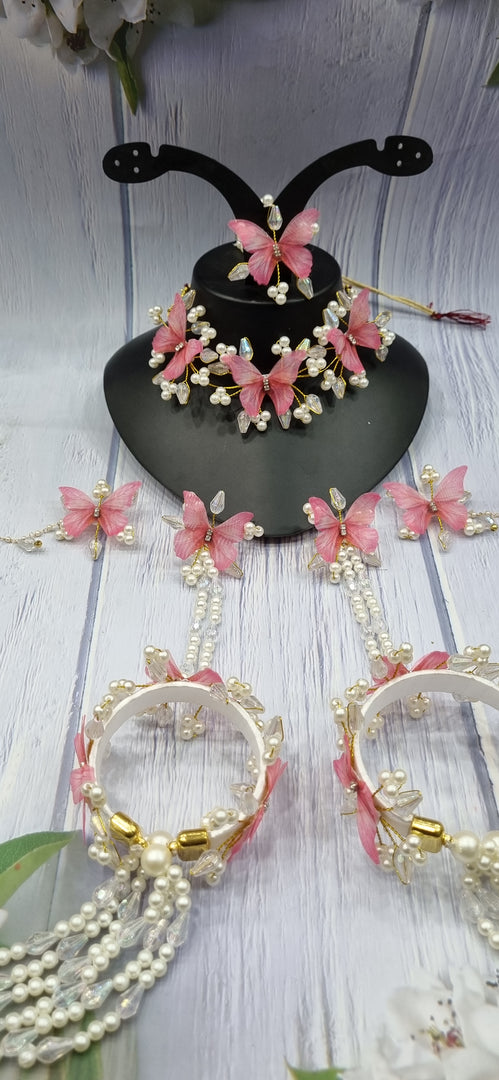Lotus  PINK BUTTERFLY CRYSTAL HANDMADE Jewellery Sets for Womens SKU483