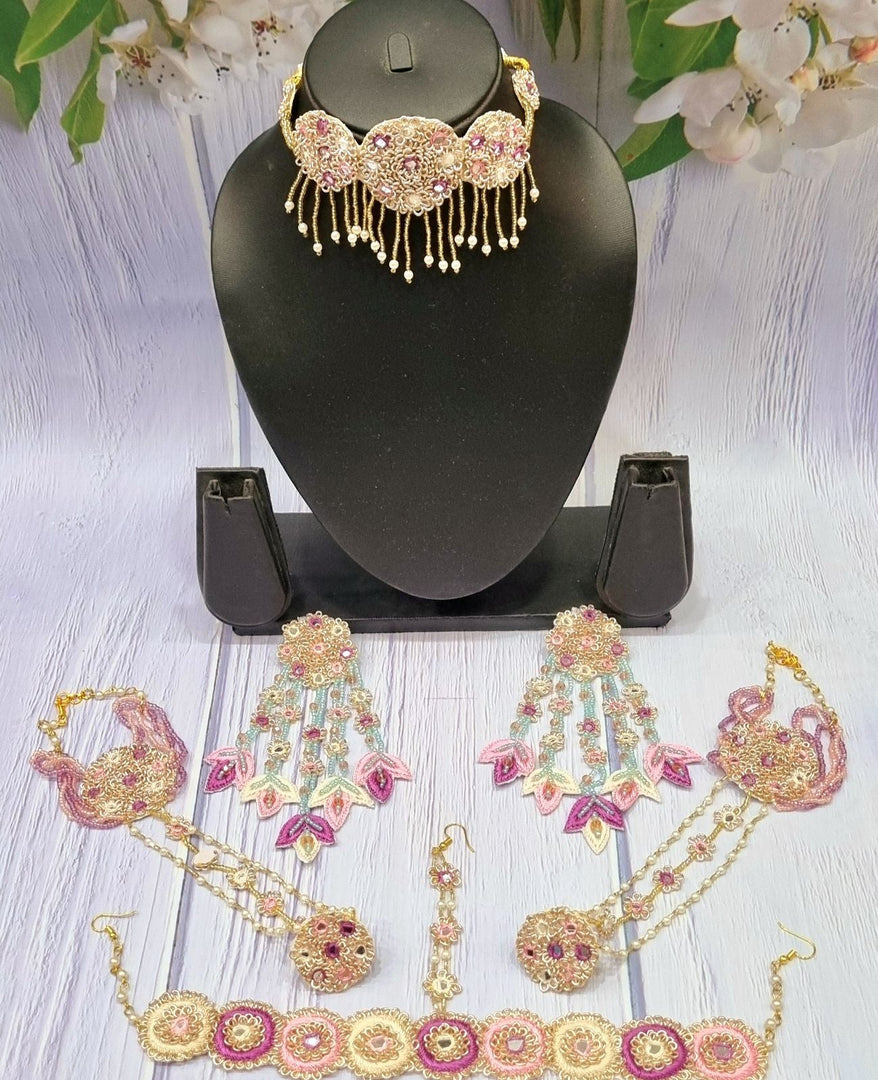 Nebulae Blush Colourful Beaded Necklace Jewellery Earrings Set